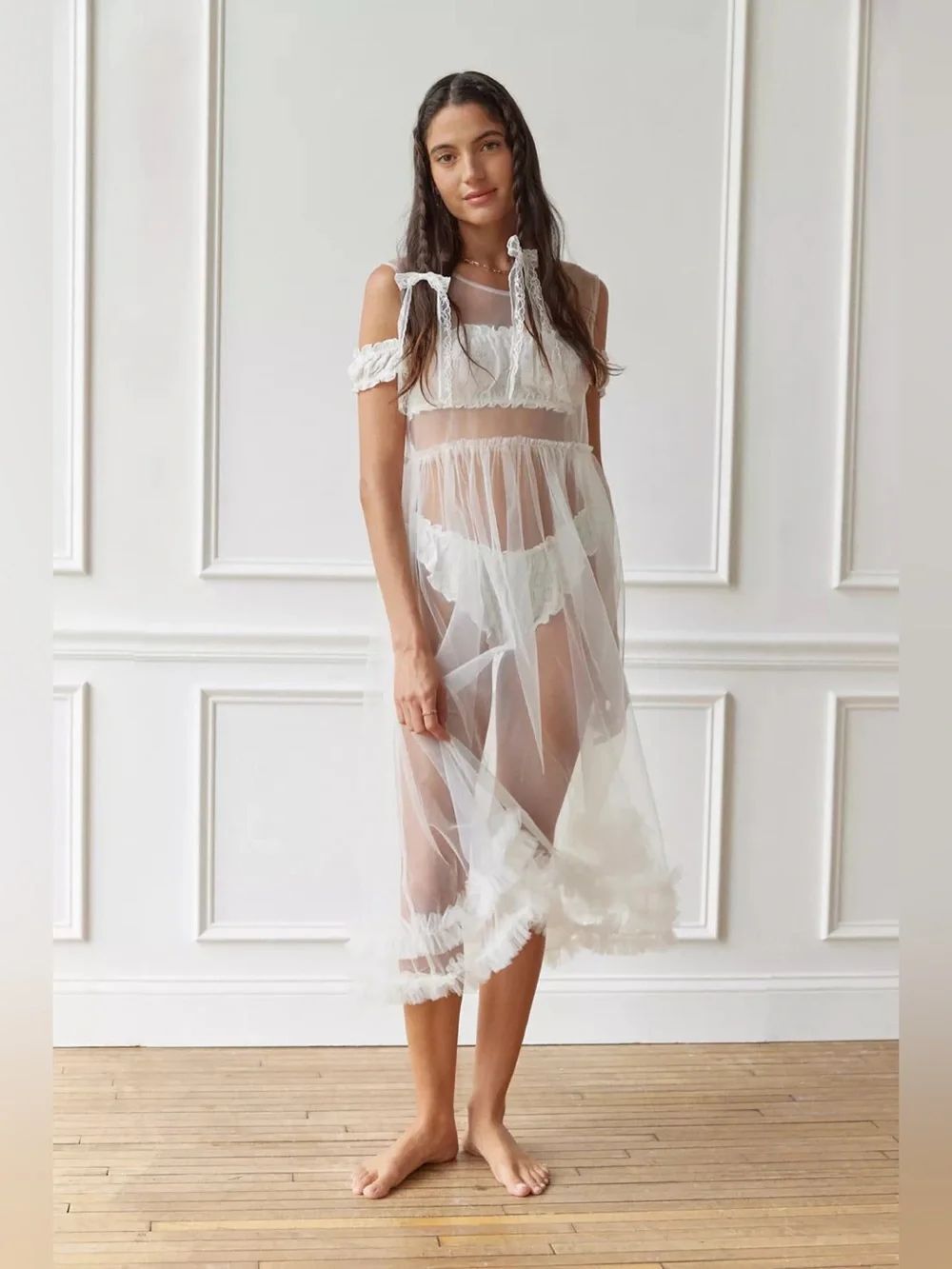 Urban Outfitters Sheer Ruffle Midi Robe - Picture 6 of 10